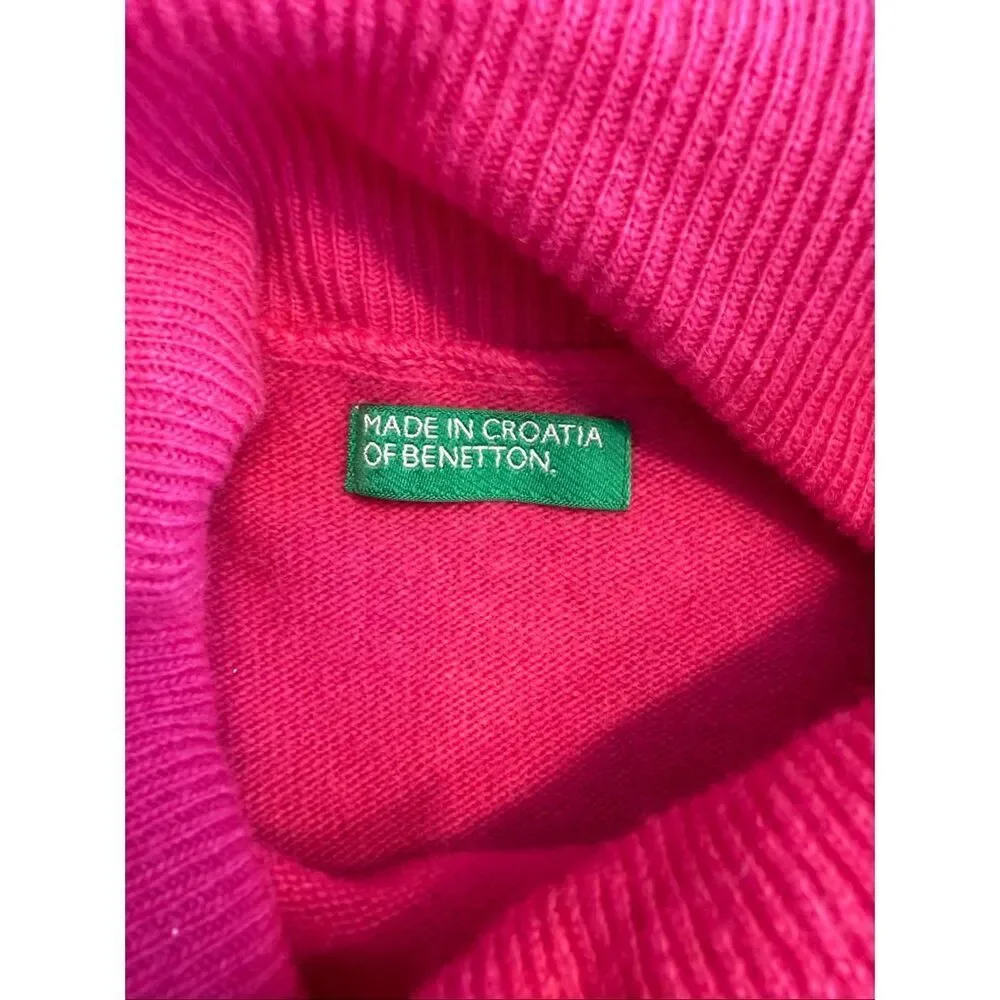 United Colors of Benetton Childrens Turtleneck Knit Pullover Sweater Hot Pink XL